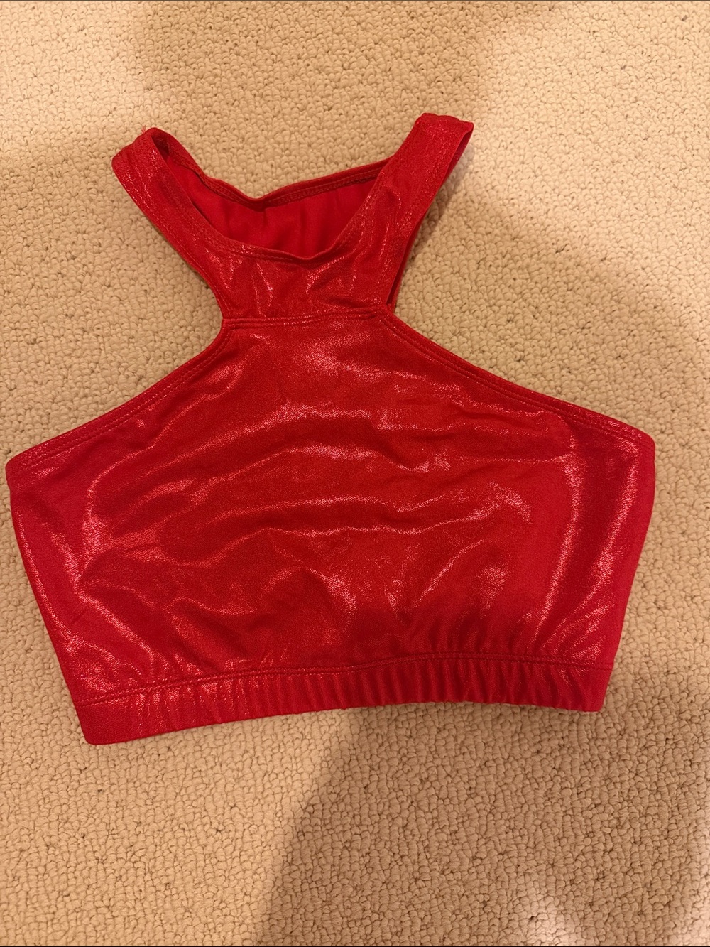balera Red High-Neck Shimmer Sports Bra